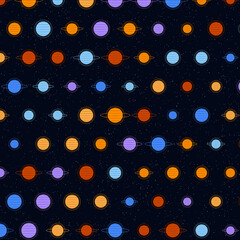 Seamless colorful planet space pattern background with dark starry galaxy universe vector illustration  © Shahid