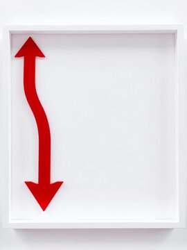 Downward pointing red arrow on a white background vector illustration, down, ||directional indicator