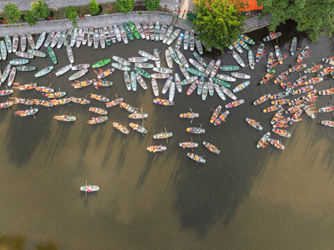 Tam Coc boat pier from above in Tam Coc, Ninh Binh, Vietnam