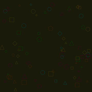 Abstract Geometric Seamless Pattern with Floating Line Shapes on Dark Background