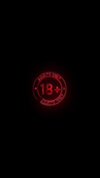 Red adults only badge displays 18 eighteen plus age restriction warning. mature content notices, website entry gates, platforms, parental controls, audience advisories, compliance media disclaimers.