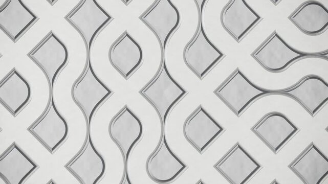 White geometric pattern background animation with transforming abstract shapes loop