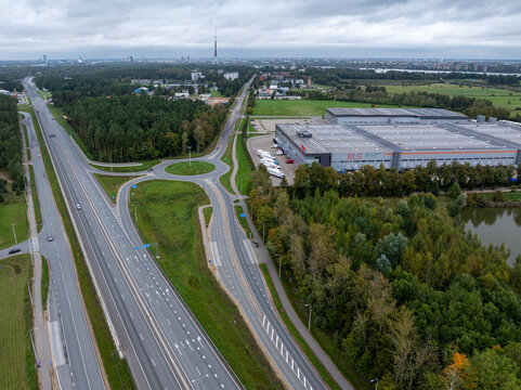 BLS Logistics Center and A7 Highway in Ķekava, Latvia - September 20, 2026