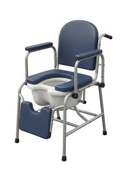 Medical bedside commode chair for elderly patients isolated on white background