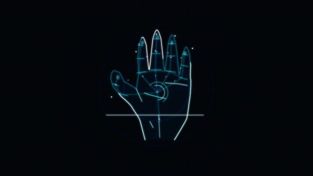 digital hand scan interface, biometric identification, security system, futuristic technology, data access, authentication, cyber security, technology