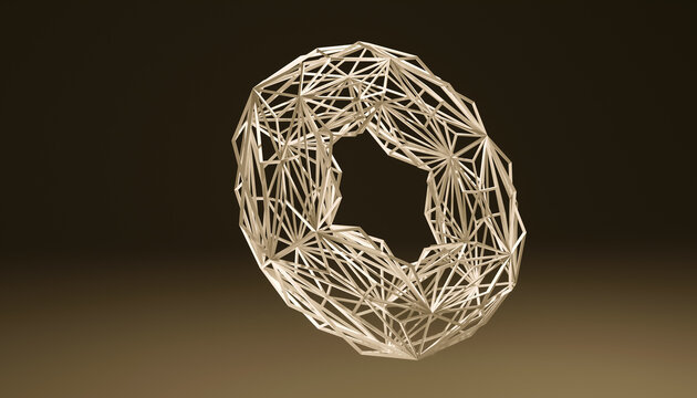 3d abstract geometric wireframe torus shape render