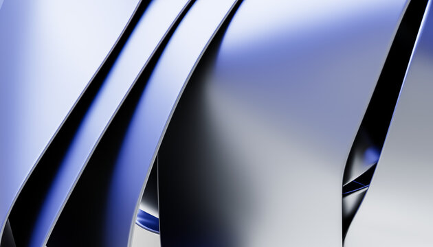 Abstract smooth blue and gray curved digital render background