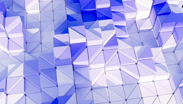 Abstract 3d geometric block pattern with blue and white shapes