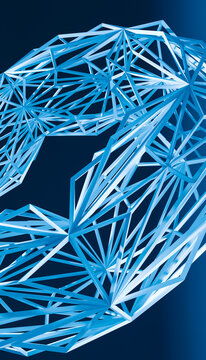 Abstract blue geometric 3d network structure render
