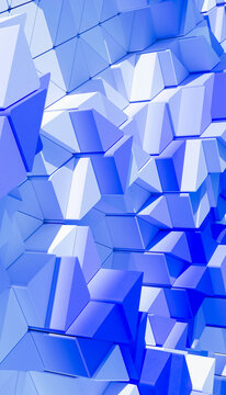 Abstract 3d render of blue triangular prism geometric pattern