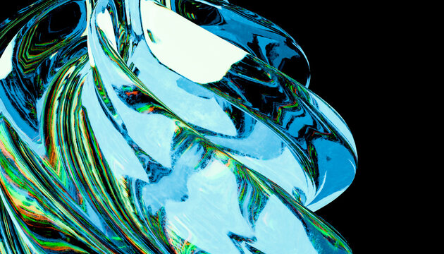 Abstract colorful digital render with flowing blue shapes