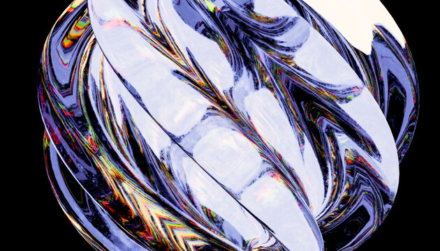 Abstract colorful swirling 3d render on black background