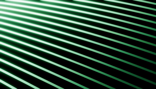 Green neon light bars in diagonal pattern on dark background
