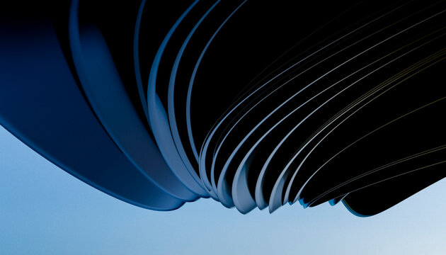 Abstract blue and black curved wave pattern