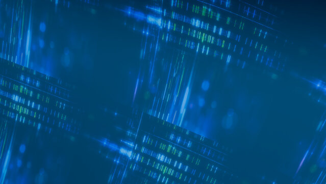 Blue abstract digital data streams with binary code and technology