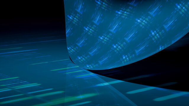 Abstract blue digital curved light pattern with technological design
