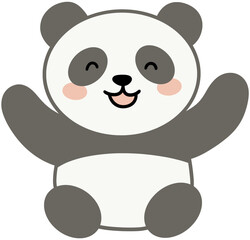 Cute panda bear waving hello cartoon vector illustration kawaii style © 동주 박
