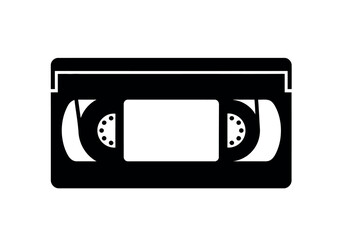 Naklejka premium Classic VHS Cassette Tape Icon Black and White.