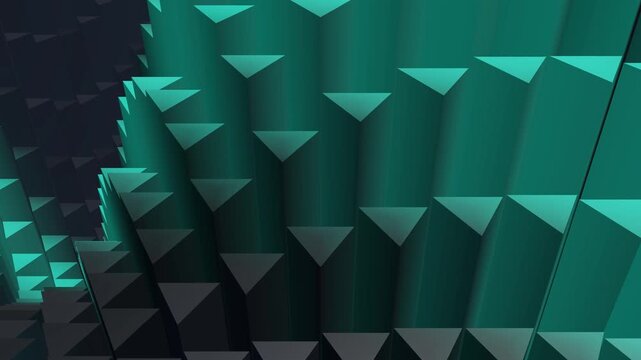 Geometric 3D background animation with teal and black wave pattern loop