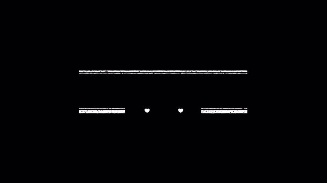 Minimalist black and white animated graphic with simple lines and hearts.