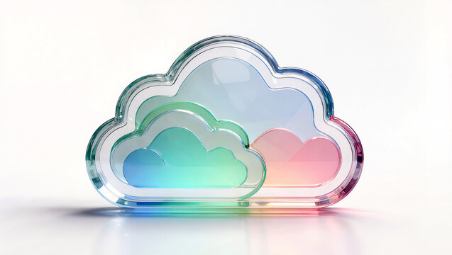 Glass cloud symbol for cloud computing and digital services