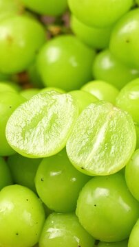 closeup of seedless green Shine Muscat grape background