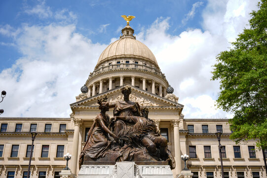 Confederate Monument and Mississippi State Capitol Dome Jackson MS