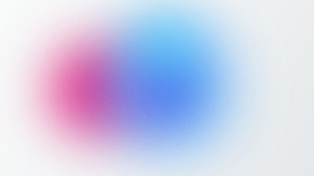 Abstract gradient background with pink and blue glowing blurred spots expanding and separating over white