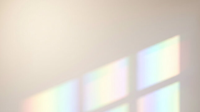 Soft Pastel Rainbow Light Rectangles Across a Warm Beige Surface
