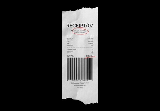 Top Torn Receipt Mockup For Branding And Merchandise Design