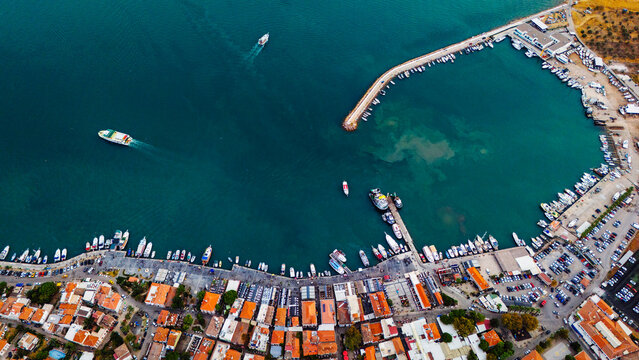 Aerial View of Cunda Island and Ayvalik Coast in Turkey