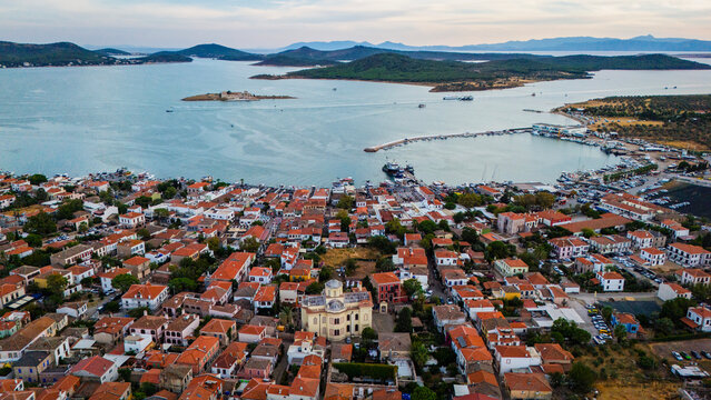 Aerial View of Cunda Island and Ayvalik Coast in Turkey