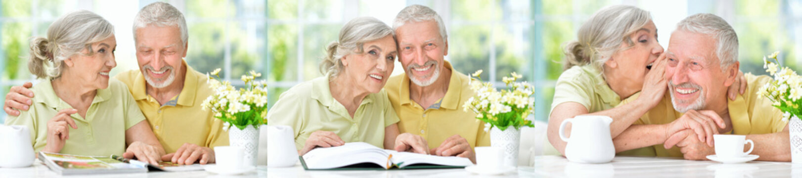 Happy senior couple enjoying time together at home