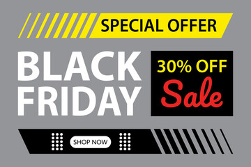 Obraz premium Black friday special offer 30 percent off sale banner with shop now button
