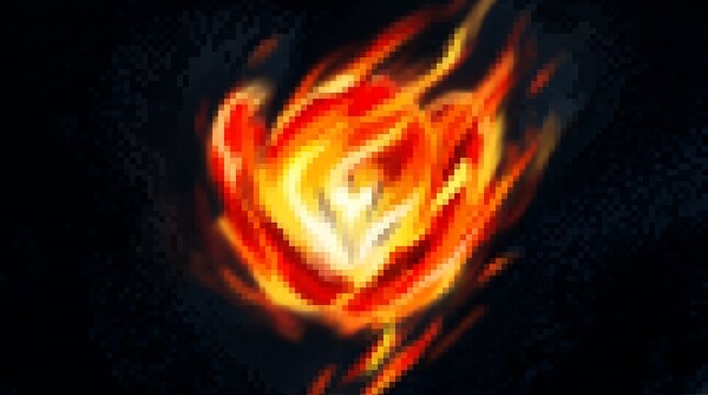 Abstract fiery digital art with bright glowing orange and red flames motion effect