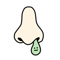 Funny nose with cute green snot drop cartoon art © NAA
