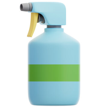 A vibrant light blue spray bottle icon with a green label, perfect for gardening, plant care, and eco-friendly solutions in a greenhouse setting. Ideal for watering or pest control tasks.