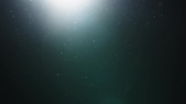 Slow motion of dust particles floating mid air over dark background with some lens flare