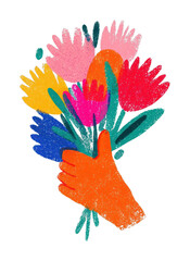 Obraz premium PNG Colorful hand-drawn floral illustration.