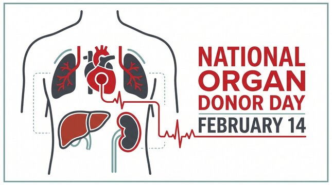 National organ donor day illustration february 14