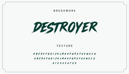 Lettering font isolated on black background. Texture alphabet in street art and graffiti style. Grunge and dirty effect.  Vector brush letters. Bold brush drawn vector typography. © Nimra