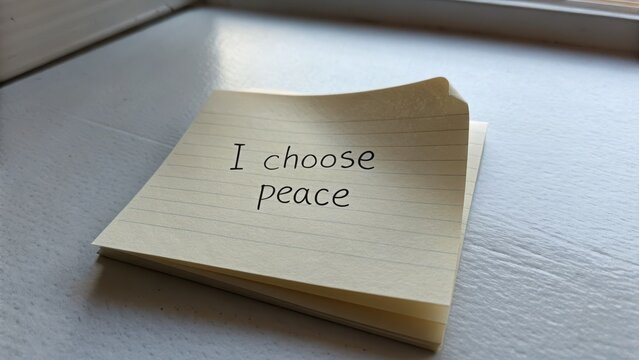 Handwritten Note Expressing Personal Choice for Peace and Tranquility