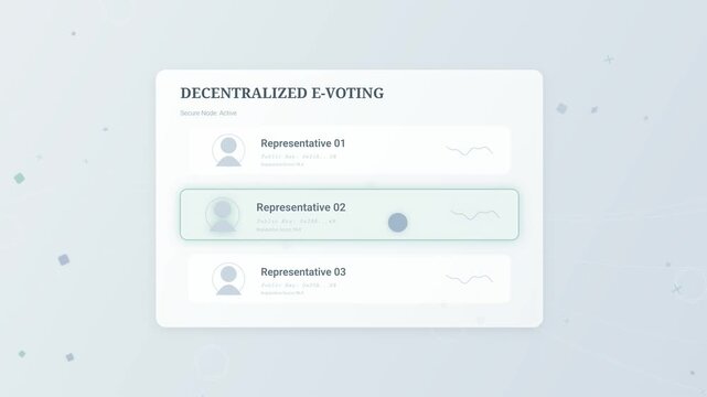 Animated decentralized e-voting system explainer with biometric validation, cryptographic fragmentation, distributed public ledger, and zero knowledge proof for a secure digital election