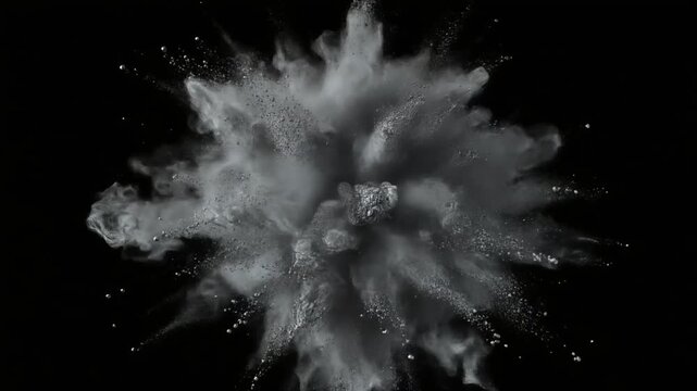 Monochrome powder explosion in slow motion