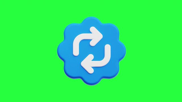 3D Badge Repost Icon Floating Animation on Green Screen Background UI Design, Web Development, and Digital Interaction Concept