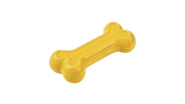 Yellow dog bone treat toy isolated on transparent background