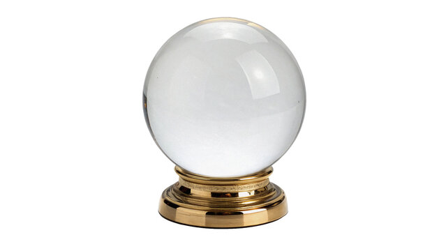 Magic crystal ball on a golden stand isolated on transparent background