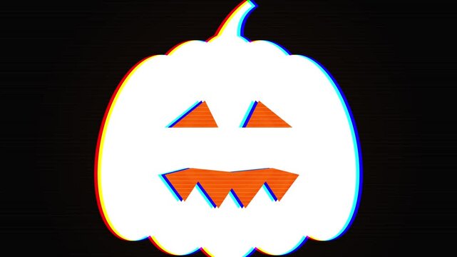 Digital Glitch Pumpkin Jack O Lantern Icon Cyberpunk RGB Distortion Halloween Motion Graphic Animation