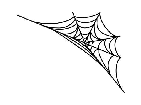 Hand drawn spider web corner element in minimalist doodle style isolated on a light background. Halloween themed vector illustration perfect for spooky decorations, holiday invitations, party designs