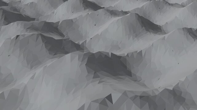 Low poly wave background animation seamless loop monochrome 3D geometric surface